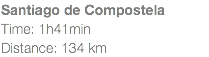 Santiago de Compostela Time: 1h41min Distance: 134 km